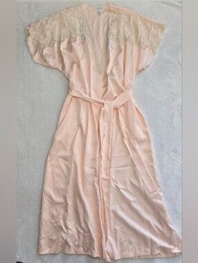 Sara Beth Vntg Pink & Lace V-Neck Maxi Robe Large Petite